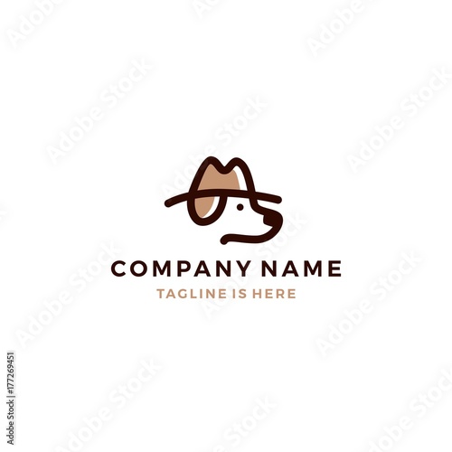 dog detective head using hat vector icon logo templat