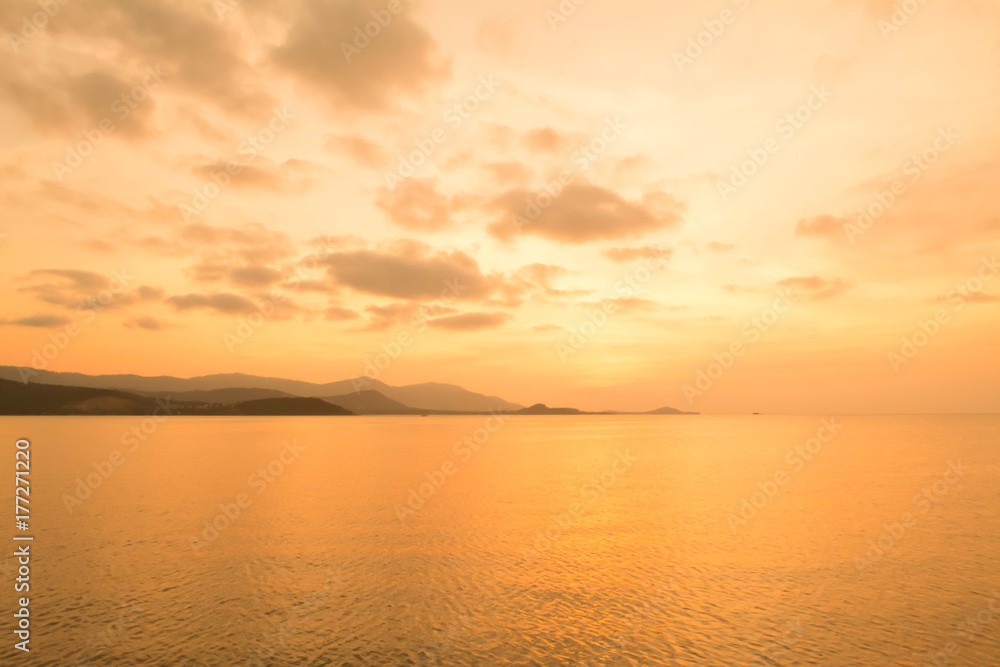 golden sky and sea in sunset  ,Koh Samui ,Thailand