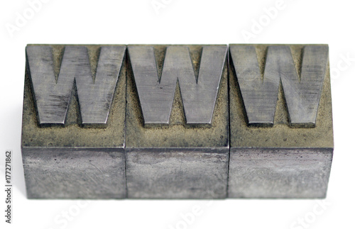 Принти на полотні Metal type sorts from linotype at printshop spelling WWW