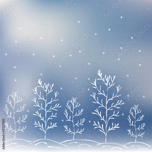 Winter backgrounds, trees and snow