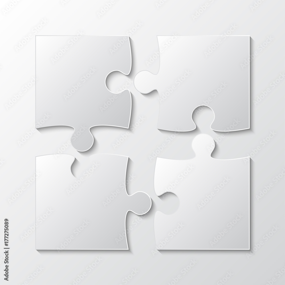 Four White Piece Jigsaw Puzzle. Four Section. Four White Piece Jigsaw Puzzle. Four Section.