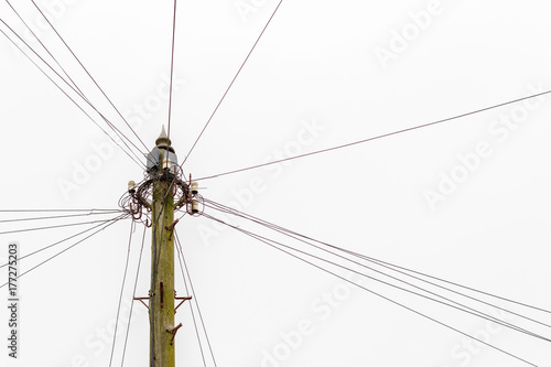 Small utility pole in the country field of the UK