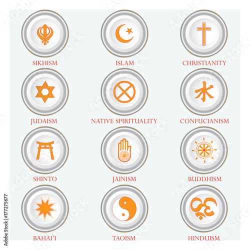 Religious symbols
A circle of religious symbols. International religions of the world in the signs.
