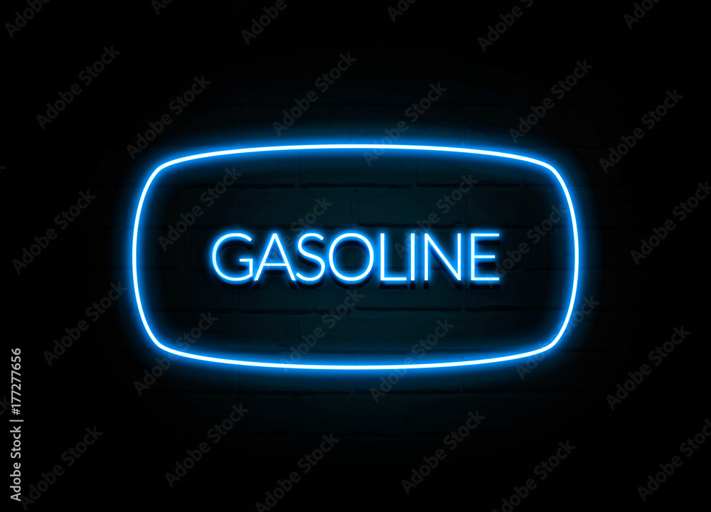 Gasoline - colorful Neon Sign on brickwall Gasoline - colorful Neon Sign on brickwall