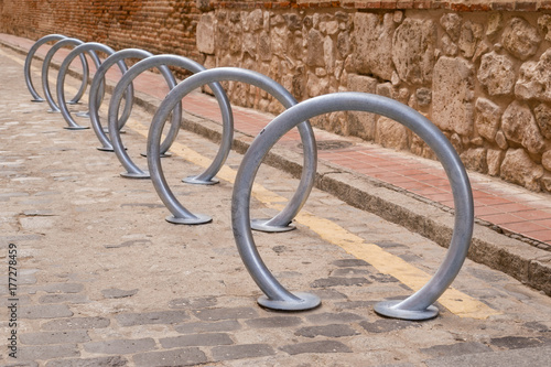 Bicycle parking. Geometric form.
