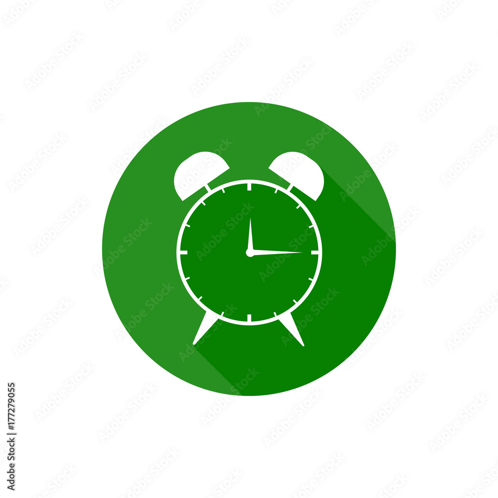 Alarm clock round icon long shadow vector Alarm clock round icon long shadow vector
