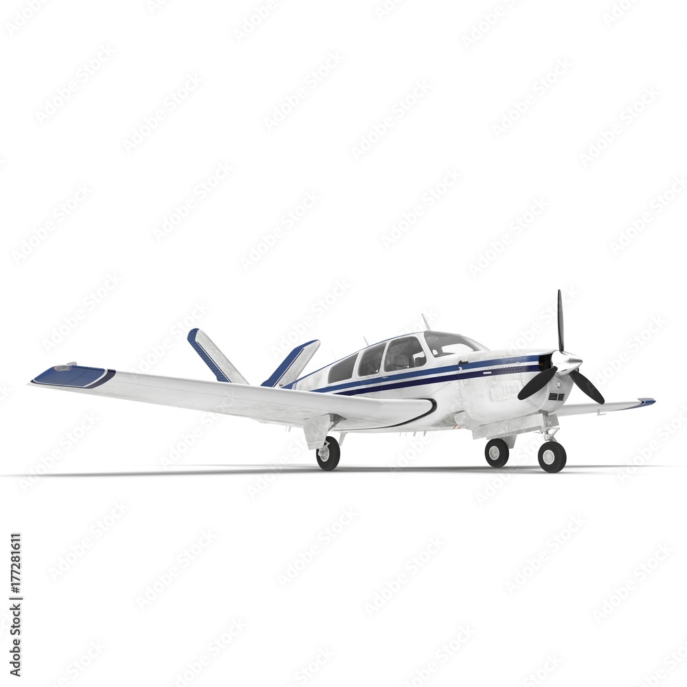 small propeller airplane isolated on white. 3D illustration