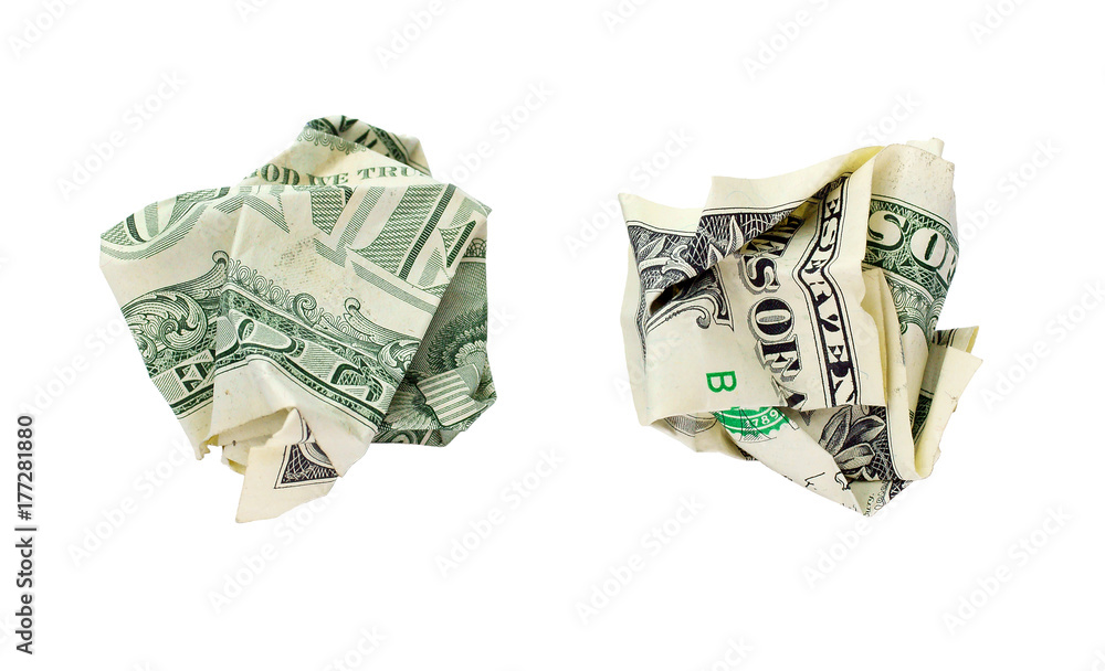 Dollars in the wallet isolated on white Dollars in the wallet isolated on white