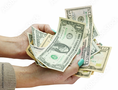 Female hands consider dollars