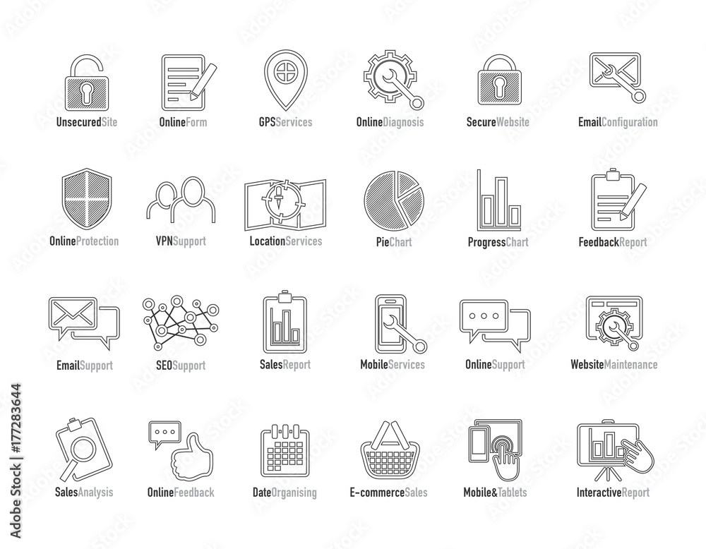 online web icon and business icon set