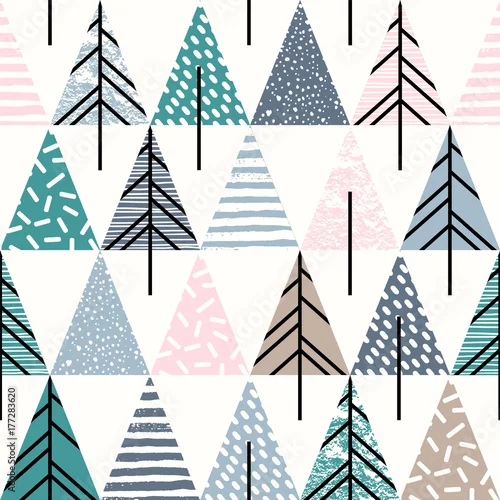Tapety Abstrakcjonistyczny geometryczny bezszwowy powtórka wzór z choinkami.