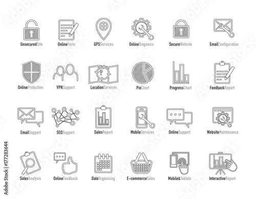 online web icon and business icon set