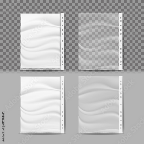 Plastic File Vector. A4 Size. Store And Protect Paper Documents. Business Form Pocket Mock Up. Isolated On Transparent Background Illustration photo