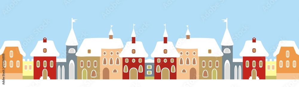 winter town, vector illustration, winter town, vector illustration,