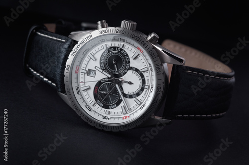 watch close-up on a black background