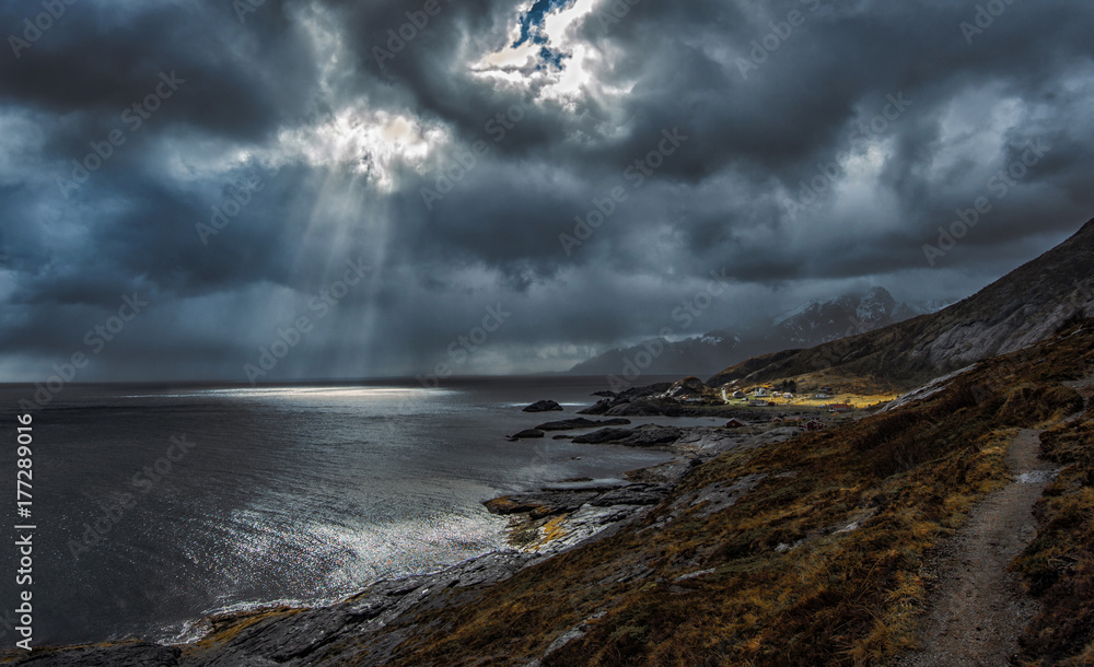 Fototapeta premium Nesland in Flakstad, Lofoten islands