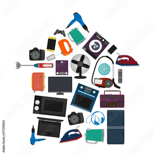 vector set of hand-drawn home appliances