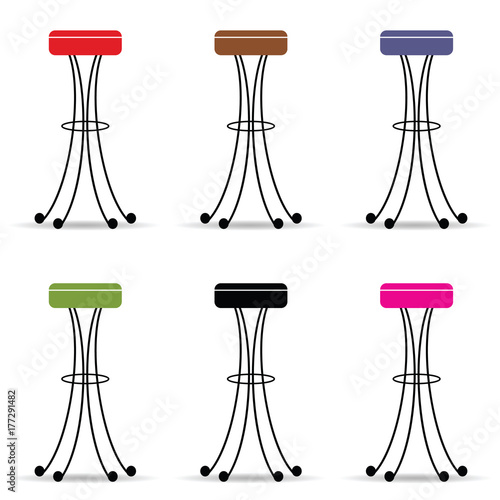 bar stools set furniture ilustration