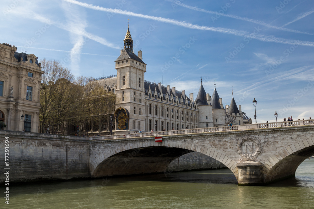 Castle Conciergerie - former royal palace and prison. Conciergerie located on the west of the Cite Island and today it is part of larger complex known as Palais de Justice. Paris, France