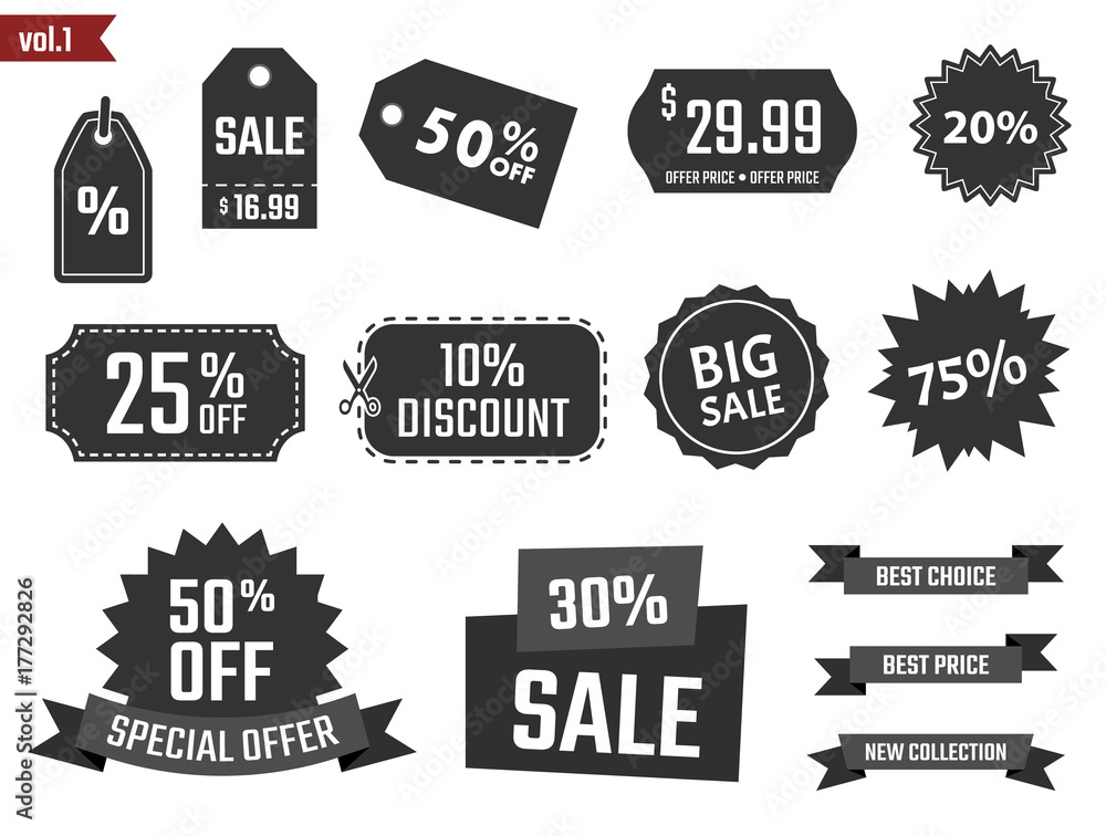 sale banners set, discount coupons and labels sale banners set, discount coupons and labels