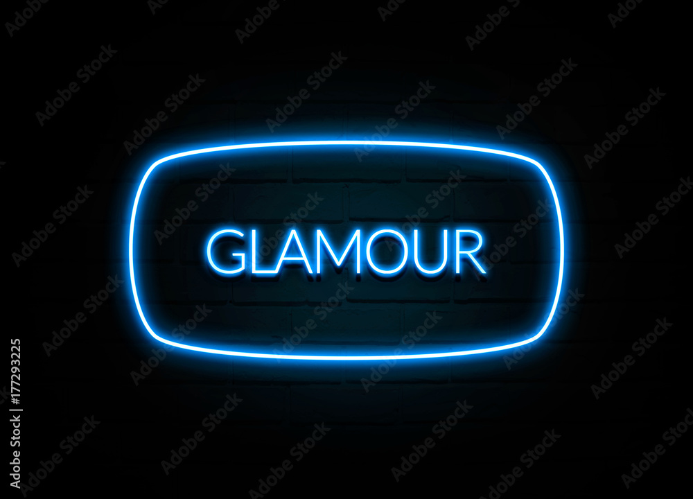 Glamour - colorful Neon Sign on brickwall Glamour - colorful Neon Sign on brickwall