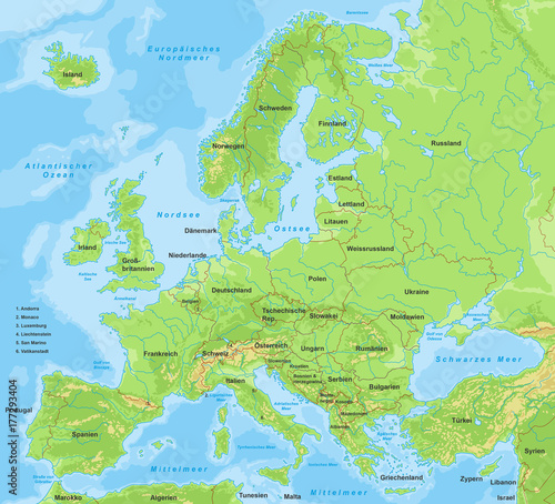 Europakarte - mit Beschriftung (Länder)