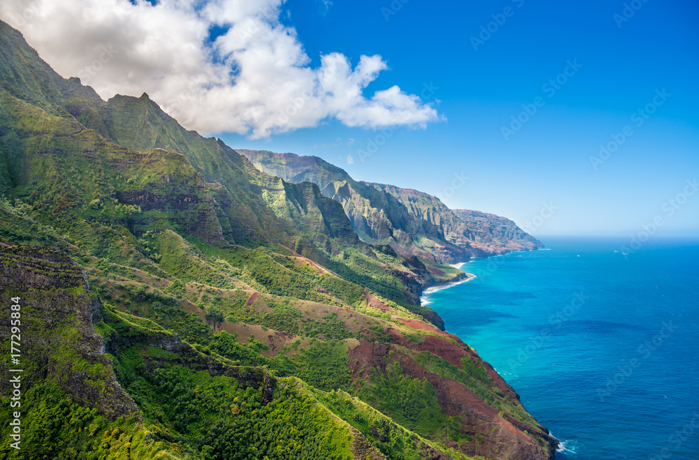 View on Napali Coast on Kauai island on Hawaii