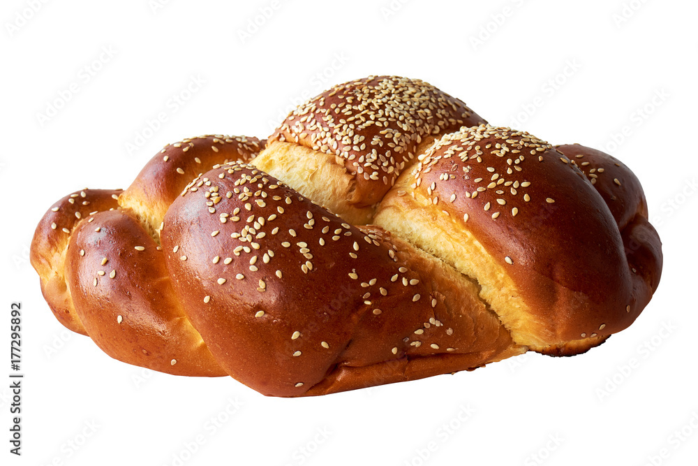 Challah bun isolated on white background