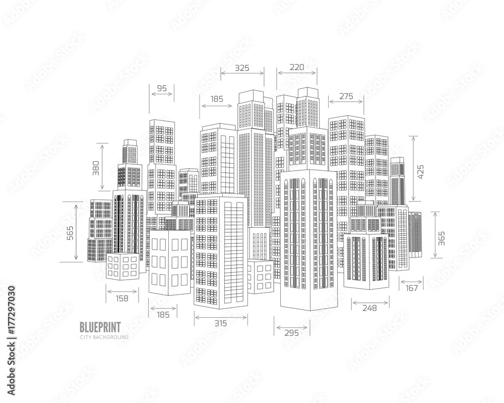 Building wireframe. 3d render city.