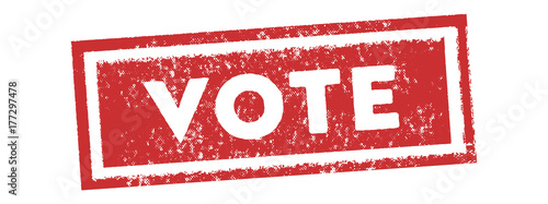 red square vote rubber stamp and icon