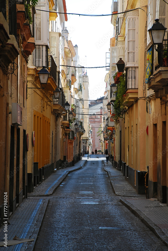 Typical small street in Cadiz, Spain