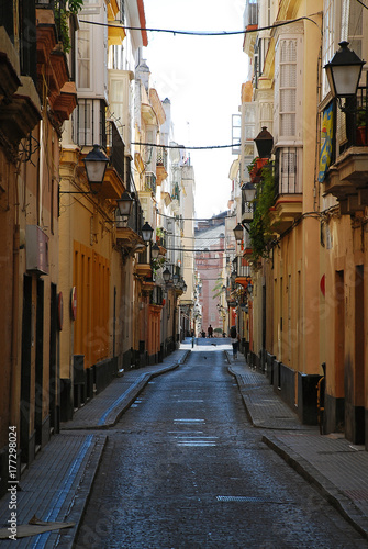 Typical small street in Cadiz  Spain