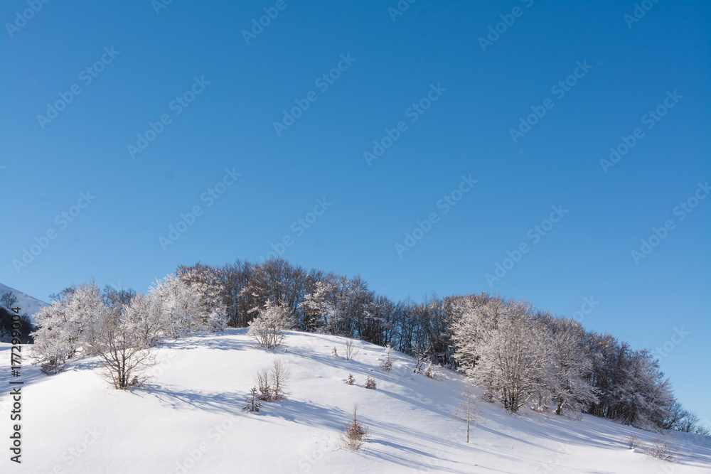 Winter landscape with snow. Campo Felice, Italy