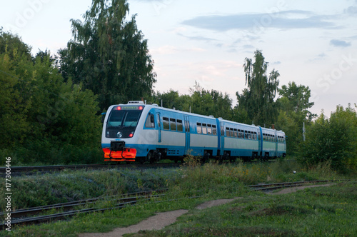 Diesel train RA2-066 is arriving at the station Cheboksary, Cheboksary, Russian Federation