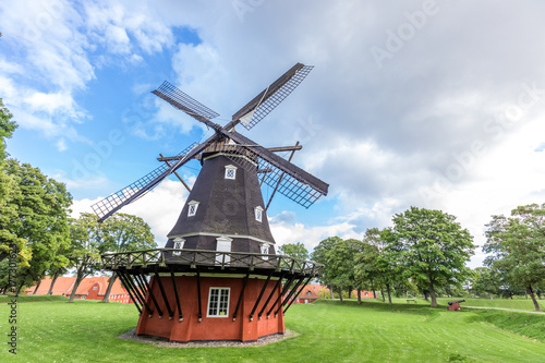 Old windmill in historical pak in Copenhagen
