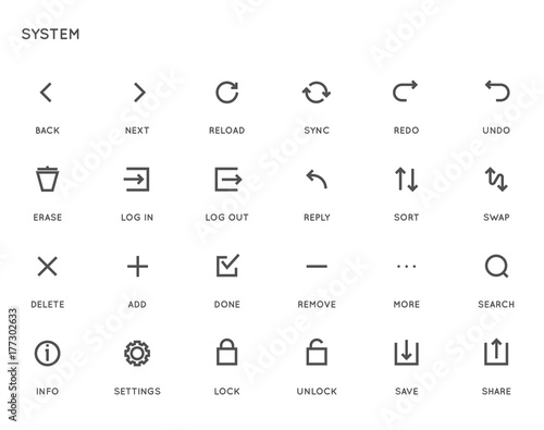 System User Interface (UI) Vector Icon Set. High Quality Minimal Lined Icons for All Purposes.