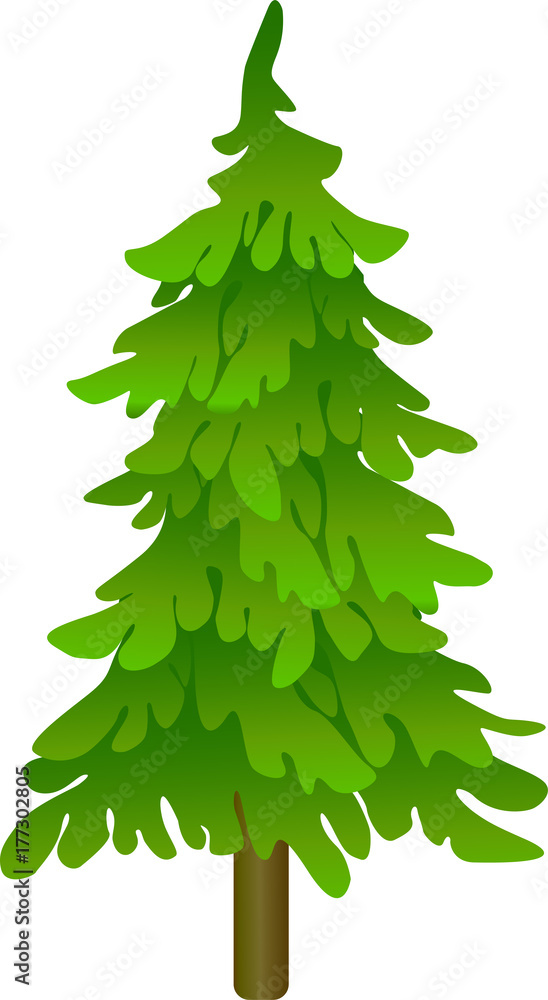 Obraz premium illustration of green Christmas tree on white background