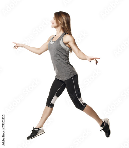 Fitness girl on white background