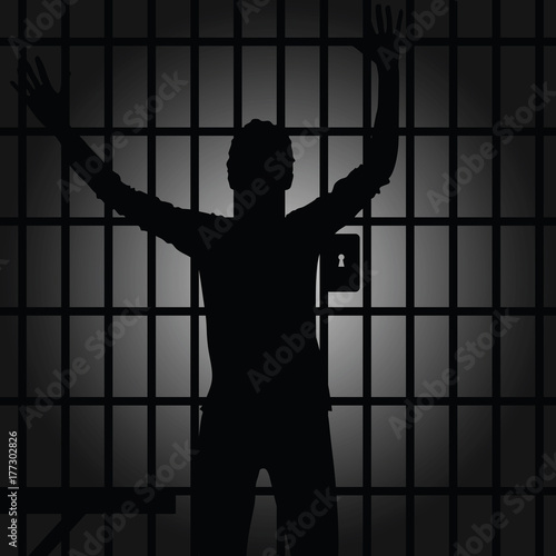 man silhouette in prision illustration