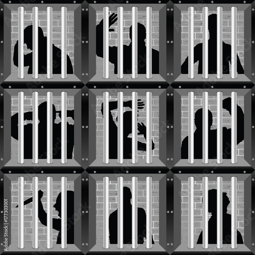 man silhouette in prision set illustration © dramaj