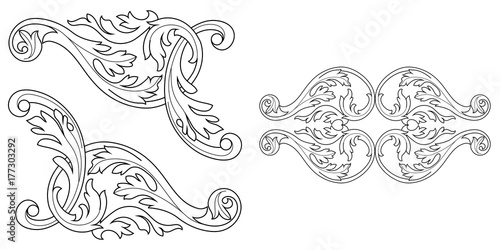 Baroque vector set of vintage elements for design. Decorative design element filigree calligraphy vector. You can use for wedding decoration of greeting card and laser cutting.