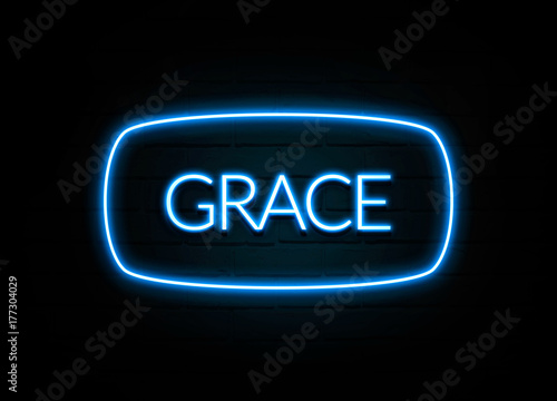 Canvas-taulu Grace  - colorful Neon Sign on brickwall