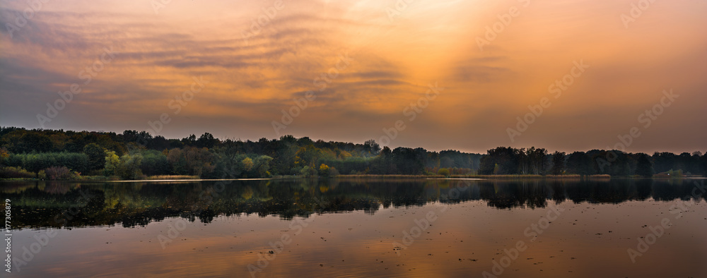 Sunset lake panorama