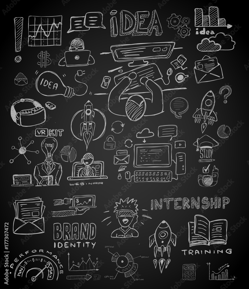 Business doodles Sketch set : infographics elements isolated, vector shapes Business doodles Sketch set : infographics elements isolated, vector shapes