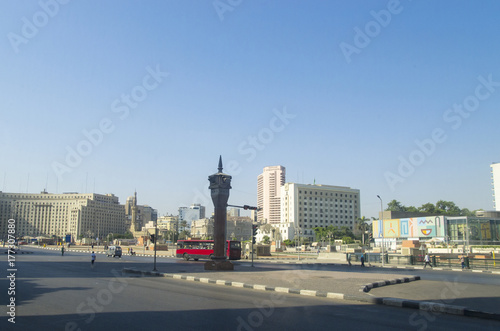 A wide avenue in the capital of Egypt  Cairo.