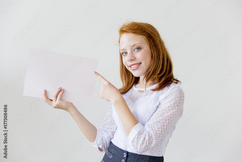Naklejka premium Girl is studying
