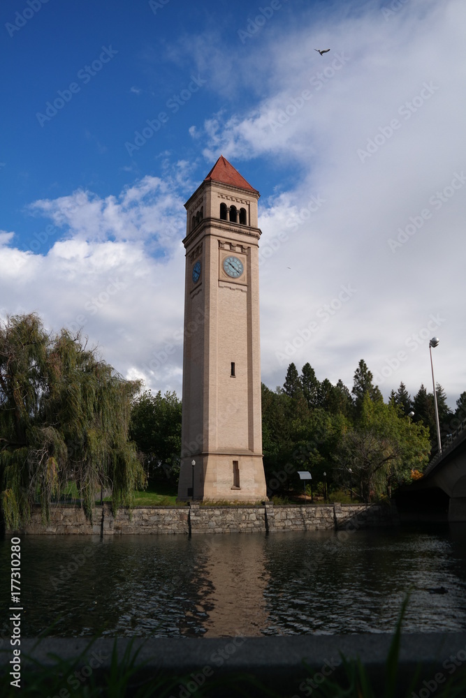 Clock tower at the Spokane River Riverfront Park