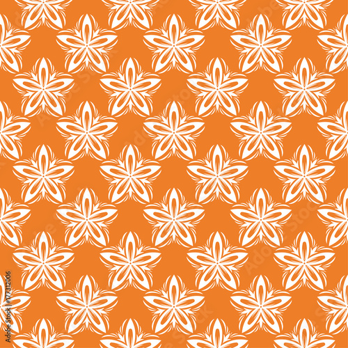 White floral seamless pattern on orange background