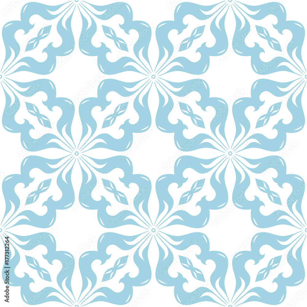 Blue floral seamless pattern on white background Blue floral seamless pattern on white background