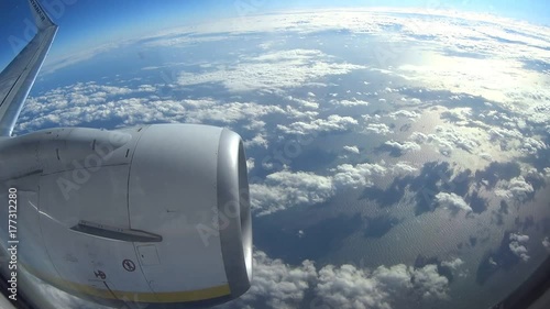  Mallorca Spain: View through the window of a Ryanair flight